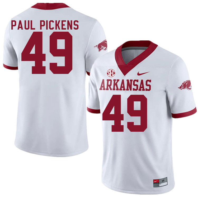 Men #49 John Paul Pickens Arkansas Razorback College Football Jerseys Stitched Sale-Alternate White